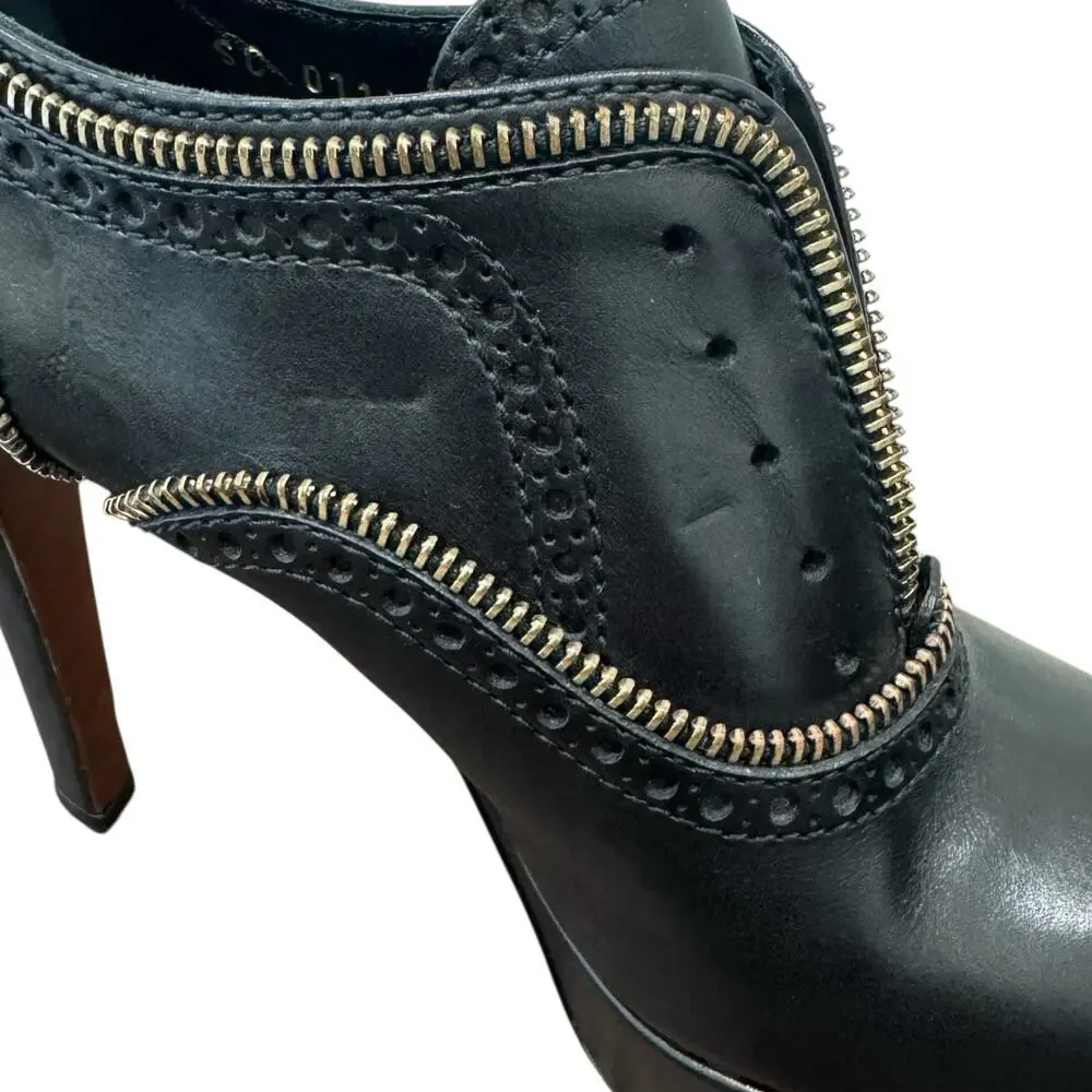 Louis Vuitton Heeled Platform Booties Black Leather Zipper Italy 37.5 EU 7.5 US - Picture 8 of 16
